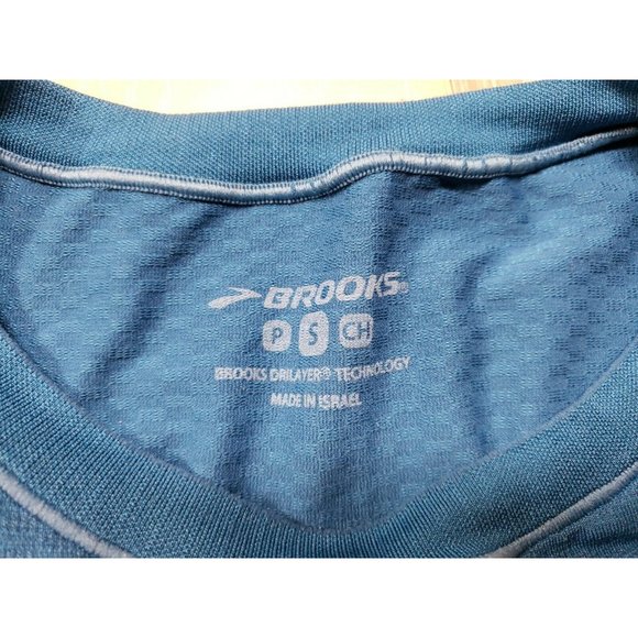 Brooks Men's Drilayer Performance Tech Short Sleeve Shirt Small Blue Stretch Gym - Picture 5 of 8